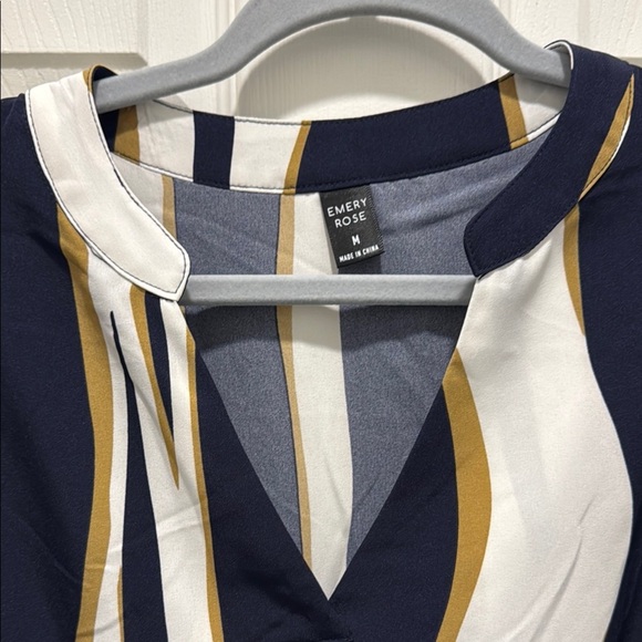 Stylish Navy and Gold Striped Mini Dress - Picture 4 of 8